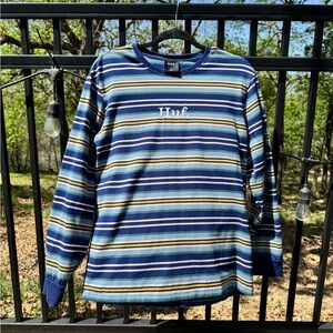 HUF Stripped Long-sleeve Large Skateboard Tshirt